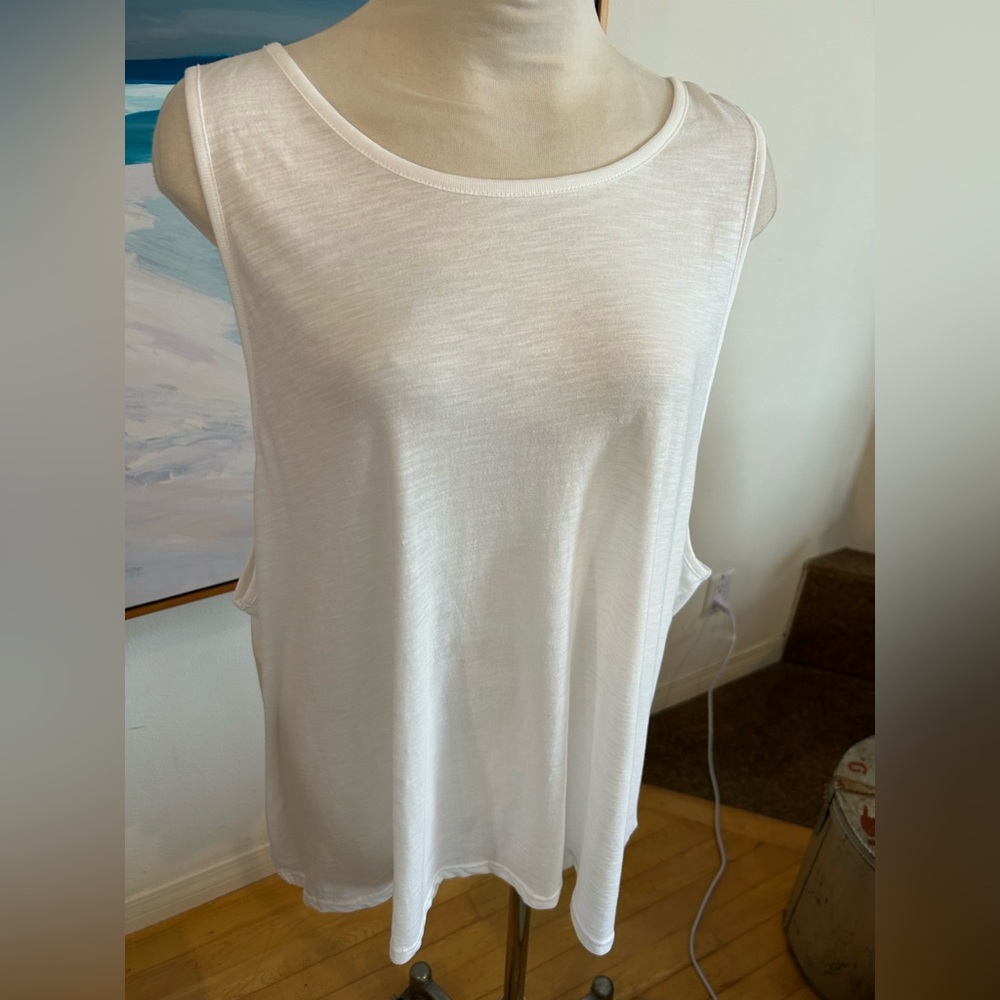 J CREW Vintage White Cotton Knot Back Tank Top, Sz 3X NWT